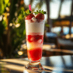 Miami Vice Drink: Tropical Layers of Strawberry and Coconut Delight 3 Miami Vice drink layered cocktail with strawberry and coconut